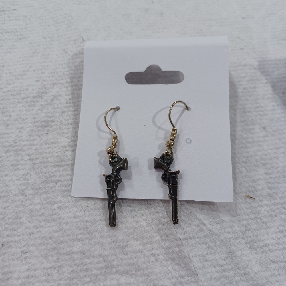 Gun-Shaped Dangle Earrings